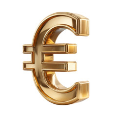 Fototapeta premium Golden Euro Symbol Luxury Currency Wealth Finance, isolated on transparent background, perfect cutout, PNG