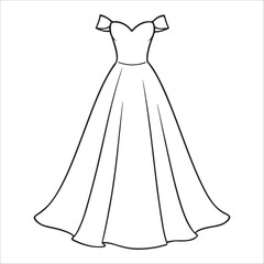 Elegant Line Art Wedding  gown Designs: Five Bridal Gown Sketches with Veils