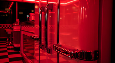 Retro red diner atmosphere captured in vibrant lighting and design