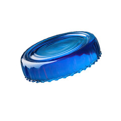 A vibrant, deep blue, circular jelly disc floats.  Its surface appears smooth and glossy, with slightly wavy edges, like a  jelly-like  ring