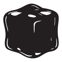Ice cube, black silhouette on transparent background, vector drawing for stencil