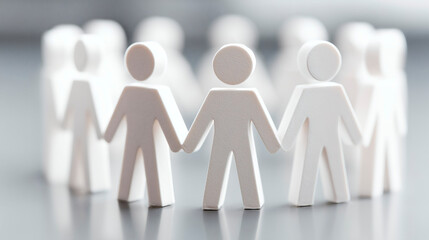 Figuras humanas en fila representando trabajo en equipo y diversidad