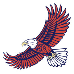 Flying eagle vector illustration in cartoon style