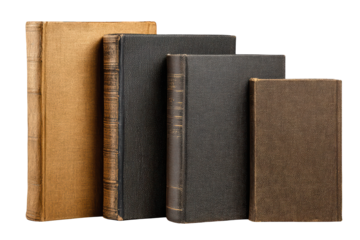 Antique Books Collection Old Volumes Library History Literature, isolated on transparent background, perfect cutout, PNG