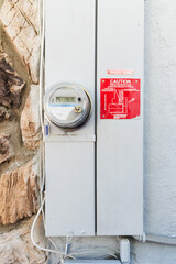 Close-up of an old electric control panel