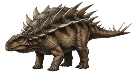 Fototapeta premium Majestic armored dinosaur with powerful spikes and scaly hide, ready to dominate prehistoric landscapes