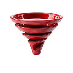 Abstract Red Spiral Vortex Design 3D Render, isolated on transparent background, perfect cutout, PNG