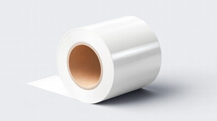 A pristine roll of white paper sits unraveled against a clean, minimal background.