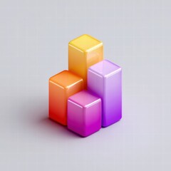 Obraz premium Colorful 3d bar graph illustration on a smooth gray background.