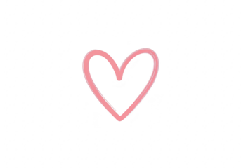 A simple pink heart drawn with a chalky texture, isolated on a transparent background