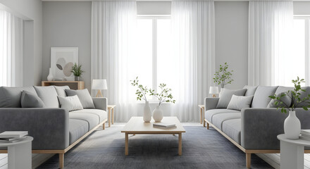 Serene Modern Living Room Interior Design With Natural Light and Minimalist Decor