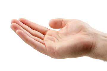 Open hand palm up isolated black background, isolated on transparent background, perfect cutout, PNG