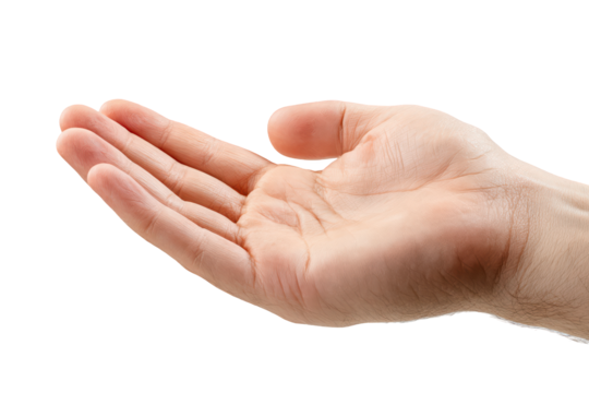 Open hand palm up isolated black background, isolated on transparent background, perfect cutout, PNG