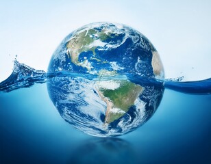 earth globe with water pure waves national water day and clean energy water quality renewable water resources concepts
