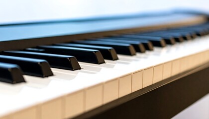 Close-up piano keys in focus