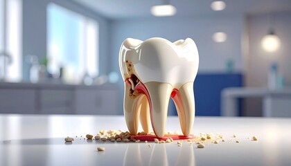 Decayed tooth on a table