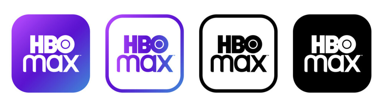 Set of HBO Max mobile app icons, isolated on transparent background. High image resolution. HBO Max is an American subscription video on-demand over-the-top streaming service