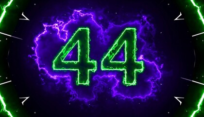 Digit 44, glowing neon