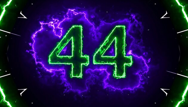 Digit 44, glowing neon - Powered by Adobe