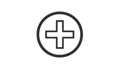 Obraz premium A simple, black outline plus sign graphic, situated within a circle, projects a neutral and straightforward aesthetic.
