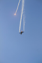 A Turkish Air Force F-16 Fighting Falcon performs a solo flight maneuver during today’s İzmir...