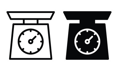 Obraz premium Kitchen scale icon with outline and glyph style.