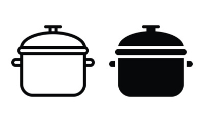 Cooking pot icon with outline and glyph style.