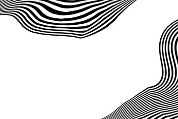 Creative background with fluid design. Wavy black and white lines creating a unique texture. Eps 10