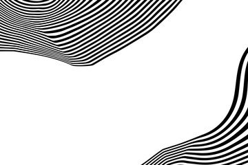 Warped psychedelic background. Abstract pattern featuring a modern black and white liquid flow. Eps 10
