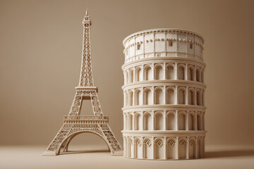 capture architectural symbols of  world capitals against clean ultrabright background