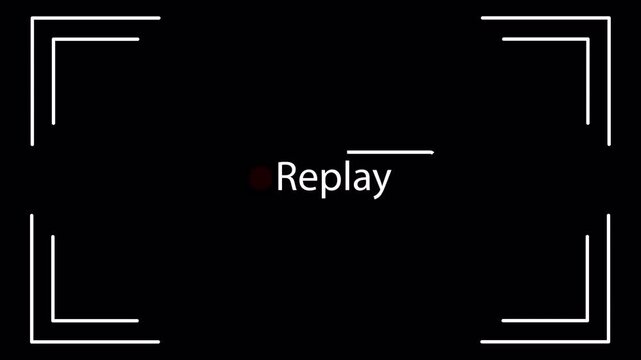Vintage replay frame animation for video camera and camcorder recording overlay, retro screen template for video editing, VHS-style interface effect for film transitions and nostalgic media projects