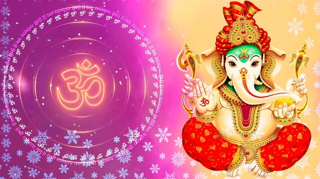 Ganpati Bappa Premium Spiritual Background with Lord Ganesha Animation