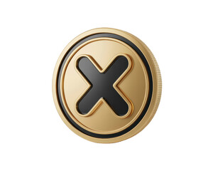 Obraz premium 3d icon of golden x mark symbol isolated on transparent background