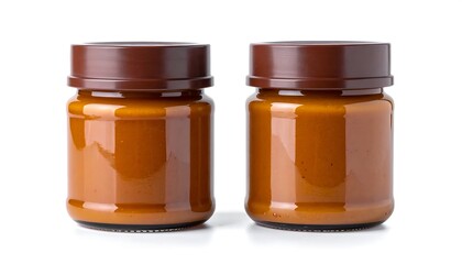 Two jars of amber-colored condiment