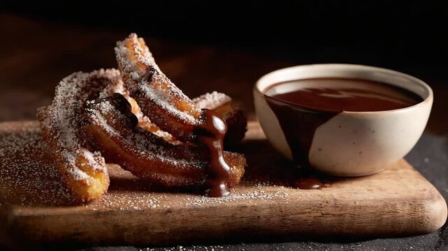 Crispy churros chocolate dip