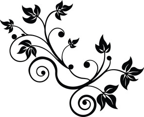 Decorative Vine Swirl Silhouette | Ornamental Vine Swirl Silhouette