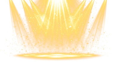 Golden Spotlight Effect Glittering Particles Isolated on a transparent background