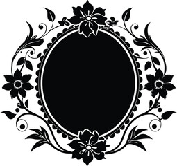 Vintage Floral Frame Silhouette | Floral Frame Silhouette