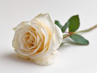 Elegant White Rose on White Background &ndash; Symbol of Purity and Love