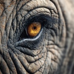 Extreme close up of African elephant eye textured wrinkled skin in sharp clarity realistic wildlife macro detail