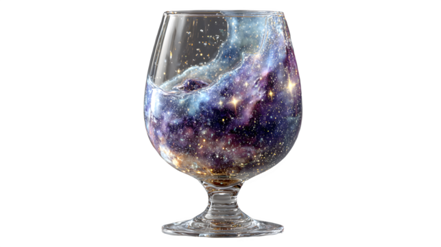 Galaxy in a glass isolated on transparent background
