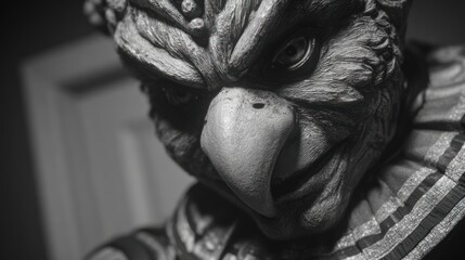 Closeup birdlike creature mask