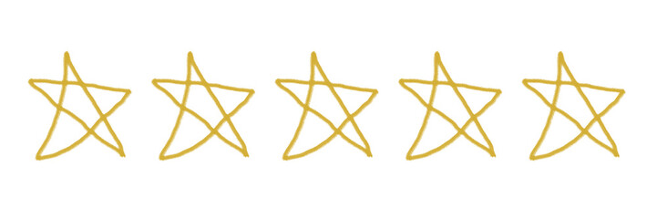 Five Star Rating Hand Drawn Gold Stars