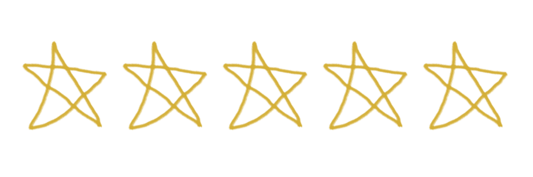 Five Star Rating Hand Drawn Gold Stars
