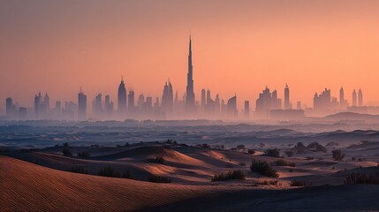 Obraz premium Generated title for kummardeep91_Dubai_Desert_Dawn_Serenity_and_Ambition_f79cb9ad-d3e9-4d5e-b83c-ab8470df502c_1-topaz.jpeg