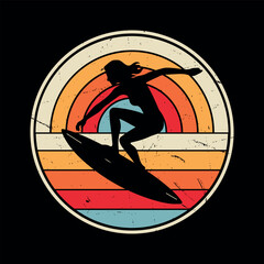 Summer Surf Funny Retro Vintage Surfboard Surfing T-shirt Design