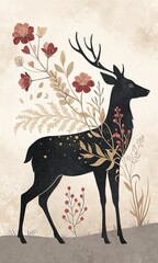 Floral Deer Silhouette