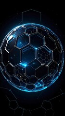 Futuristic sphere with glowing hexagonal design