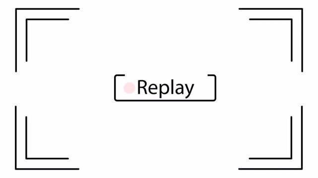 4K replay text animation with HUD frame on white background. Transparent video overlay for sports videos, digital broadcasts, and modern video editing projects.