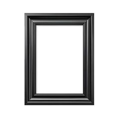 Ornate dark wooden picture frame with a blank white canvas isolated on transparent background